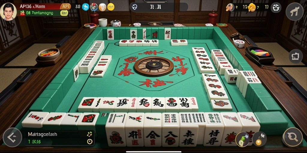 Tampilan gameplay menarik dari permainan Mahjong.