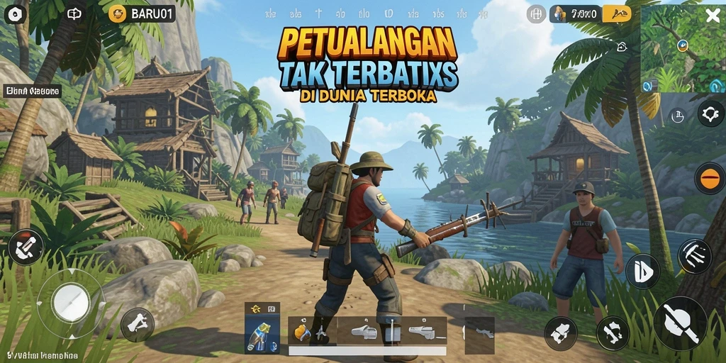 Tangkapan layar dari dunia terbuka yang menakjubkan di BARU01.