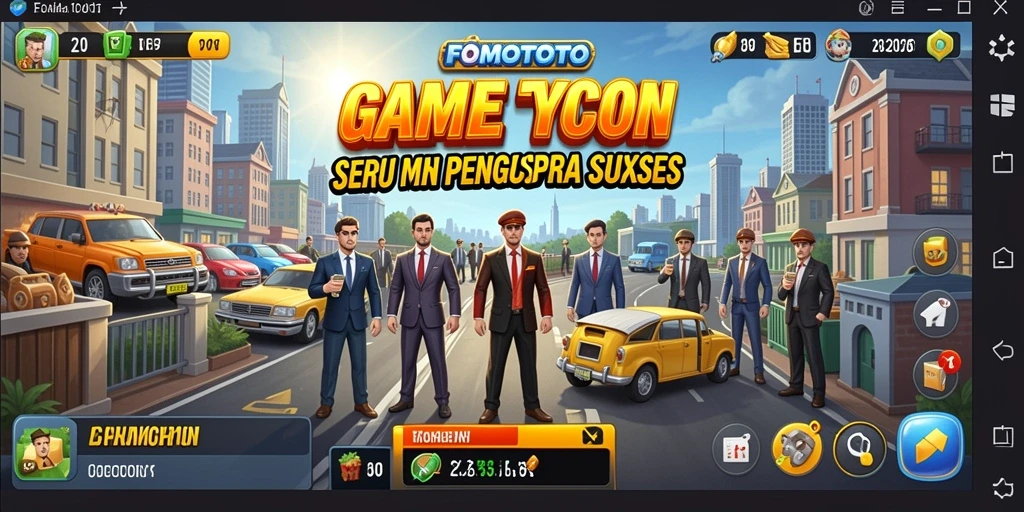 Tampilan seru dari gameplay FOMOTOTO yang penuh strategi bisnis.