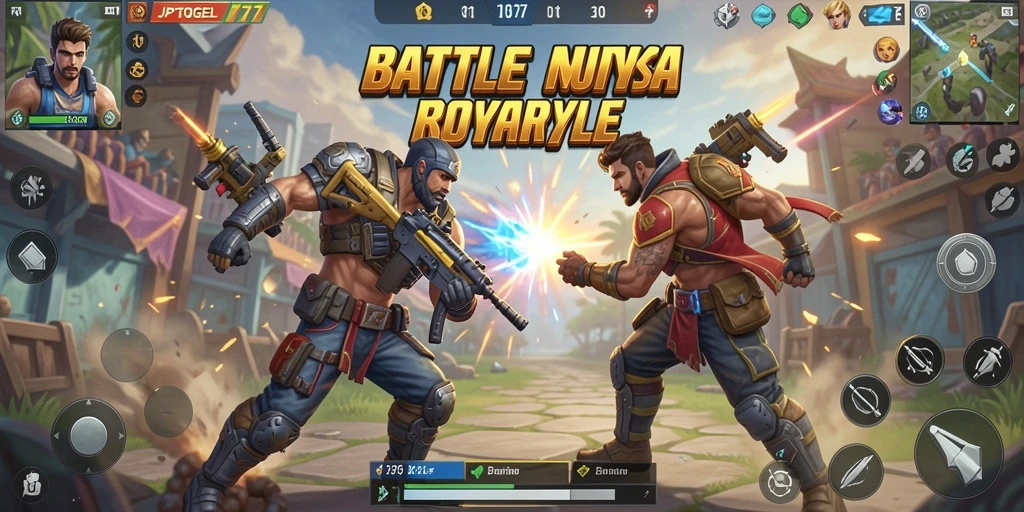 Tampilan aksi seru dalam gameplay Battle Royale JPTOGEL77.