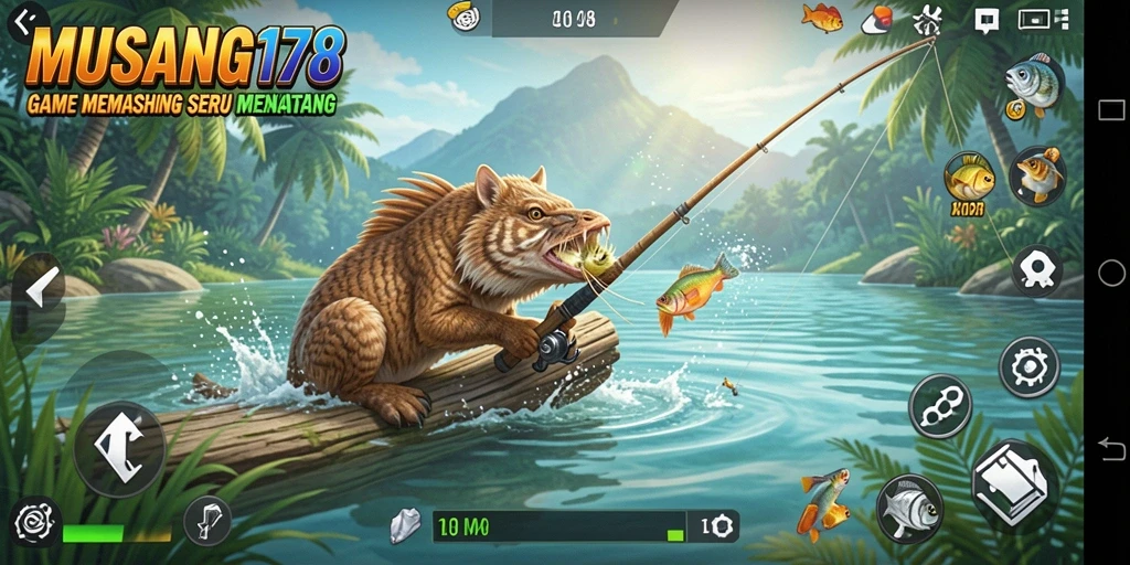 Tampilan menarik dari gameplay <strong>MUSANG178</strong> saat memancing ikan.