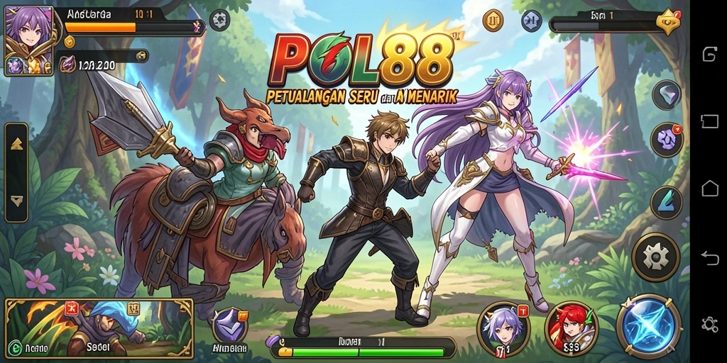 Tampilan gameplay POL88 yang penuh warna dan karakter Anime.