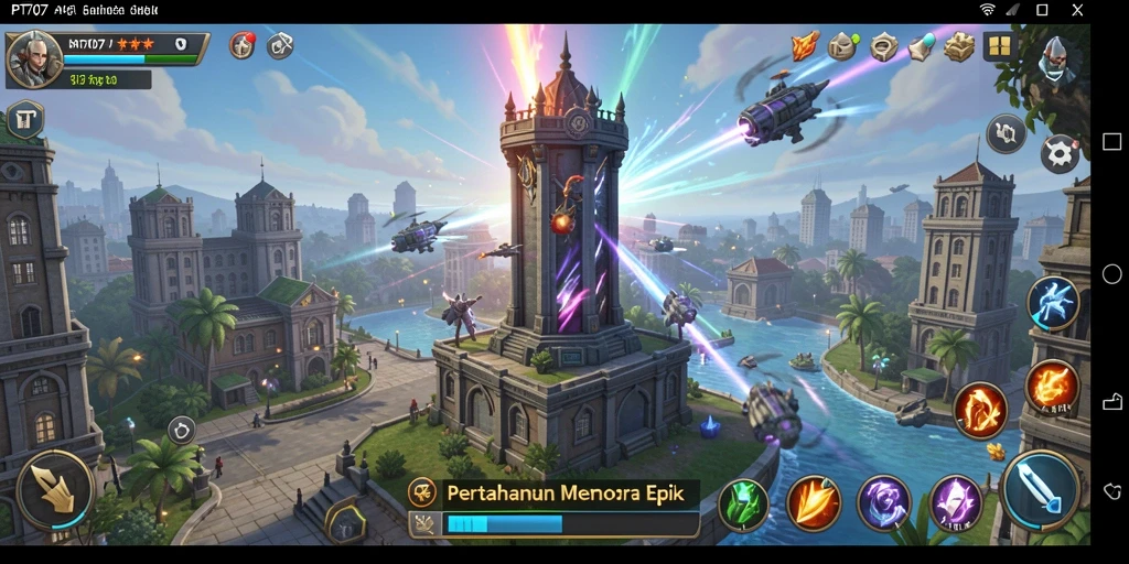 Menampilkan gameplay menegangkan dari PT707 dalam mode Tower Defense.