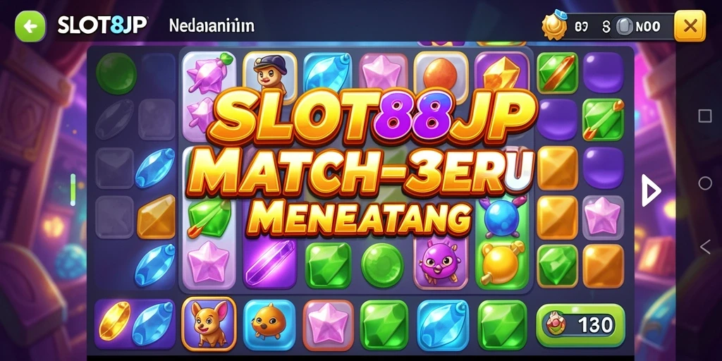 Screenshot gameplay <strong>SLOT88JP</strong> dengan objek warna-warni yang memikat.