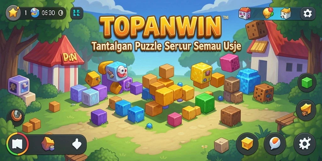 Screenshot permainan TOPANWIN menunjukkan momen seru memecahkan teka-teki.