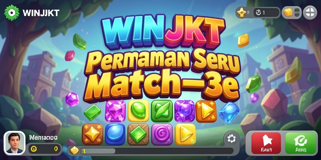 Tampilan gameplay seru dari WINJKT dengan level Match-3 yang menantang.