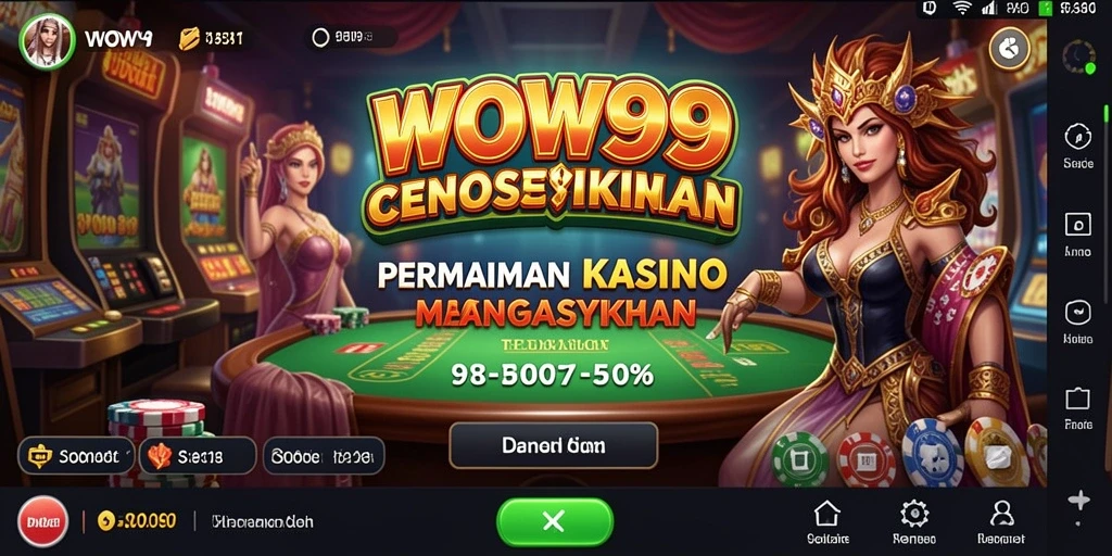 Tampilan utama WOW99 yang menawan dengan gameplay Kasino yang menarik.